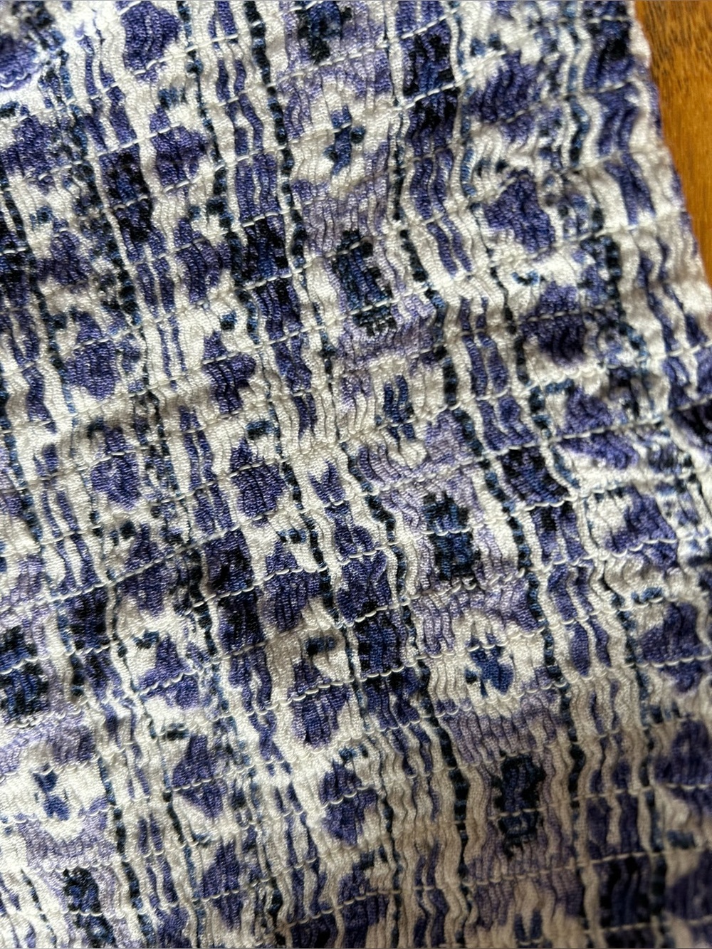 Blue Purple White Ruched Ruffle Tank Top - Picture 4 of 4